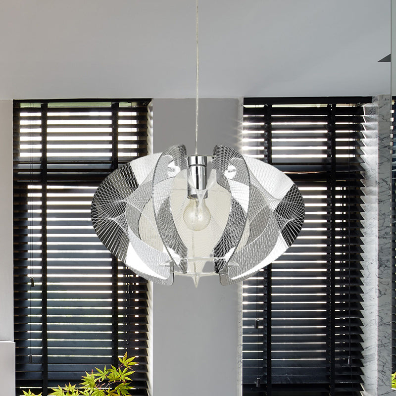 Modern Chrome Pendant Lamp With Acrylic Shade - Restaurant Lighting
