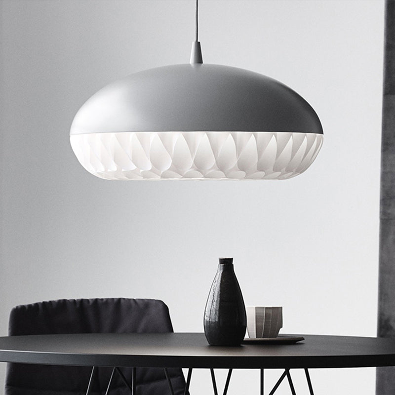 Modern Metal Dome Pendant Light - White/Black Down Lighting for Restaurants