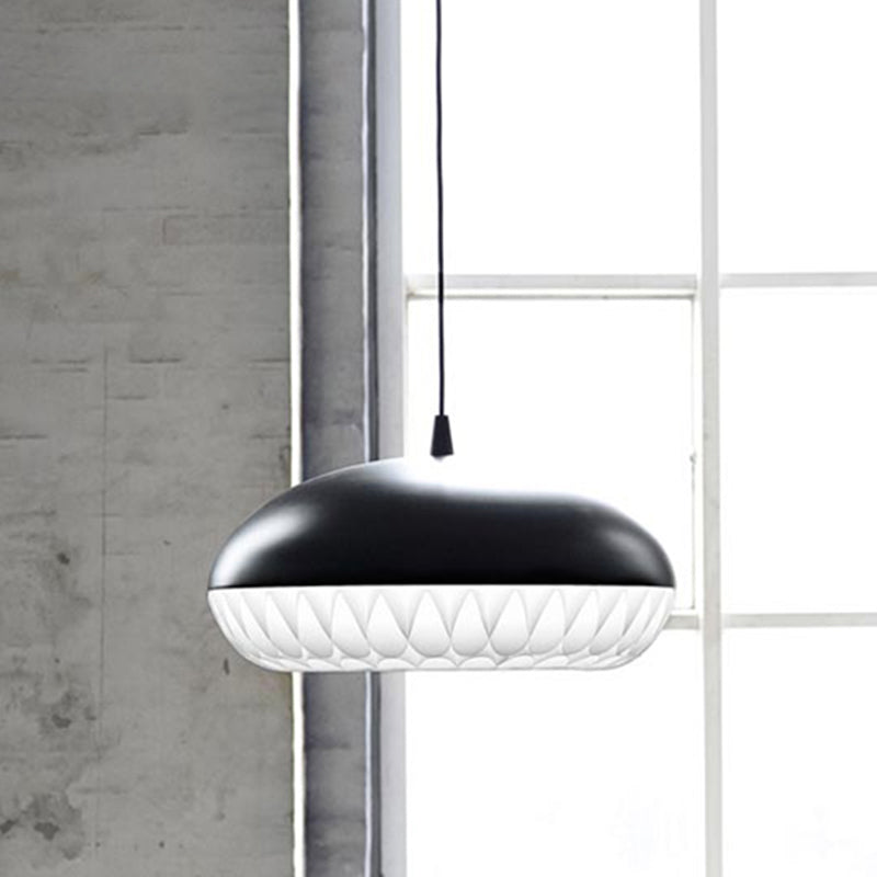 Modern Metal Dome Pendant Light For Restaurants - 1 Bulb White/Black Down Lighting Black