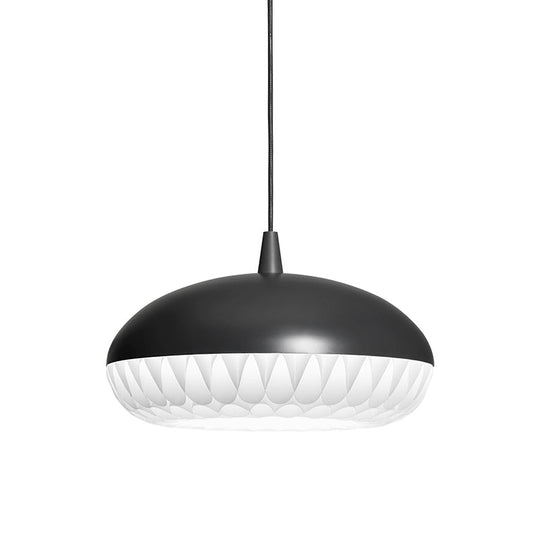 Modern Metal Dome Pendant Light For Restaurants - 1 Bulb White/Black Down Lighting