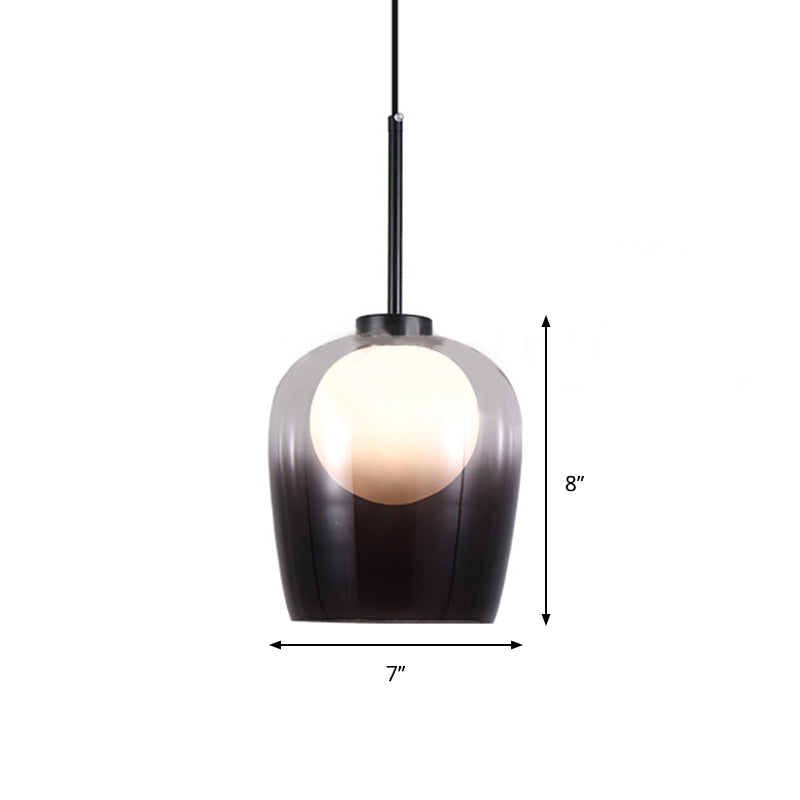 Minimalist Smoke Gray Glass Dome Pendant LED Suspension Lamp - Bedroom Lighting Fixture