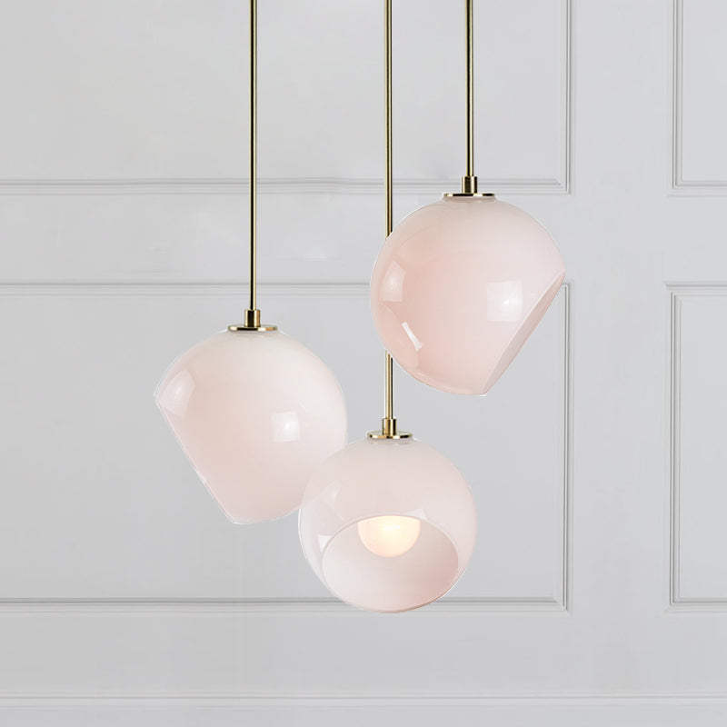 Minimalist White Glass Globe Pendant Light for Restaurant Ceiling