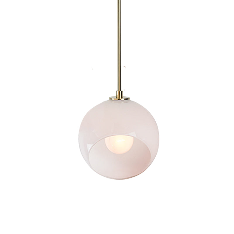 Minimalist White Glass Globe Restaurant Suspension Lamp - 1 Head Ceiling Hang Fixture