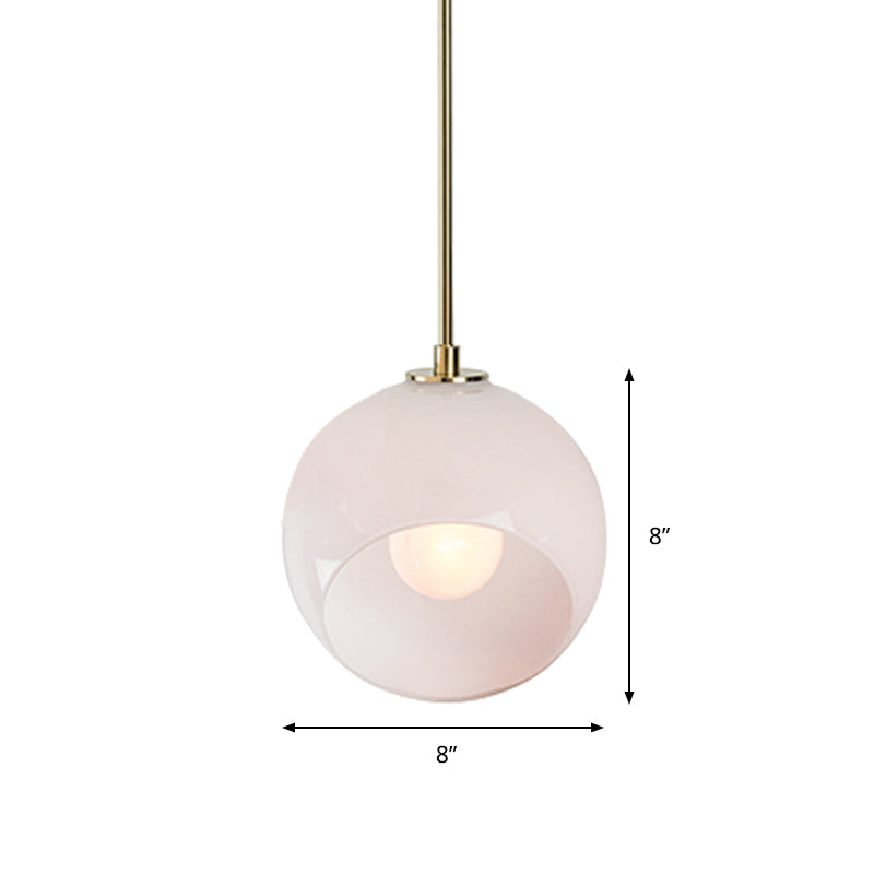 Minimalist White Glass Globe Restaurant Suspension Lamp - 1 Head Ceiling Hang Fixture