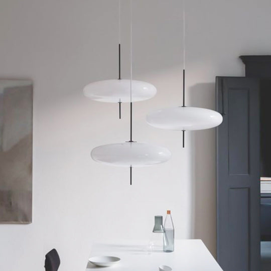 Modern Circular Ceiling Pendant Light With White Glass And 1 Bulb - Ideal For Dining Room
