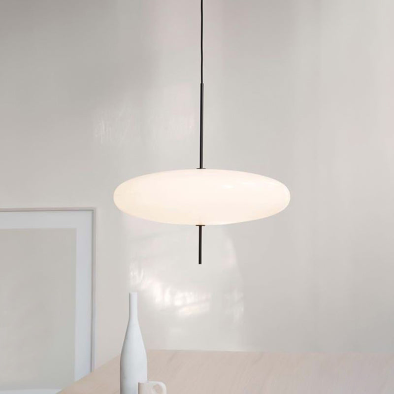 Modern Circular Ceiling Pendant Light With White Glass And 1 Bulb - Ideal For Dining Room