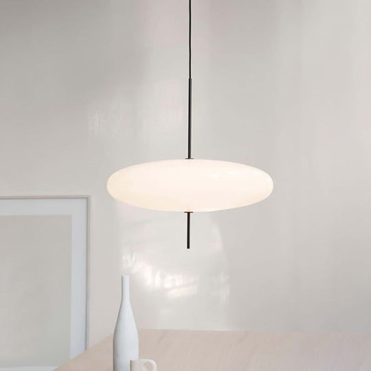 Modern Circular Ceiling Pendant Light With White Glass And 1 Bulb - Ideal For Dining Room