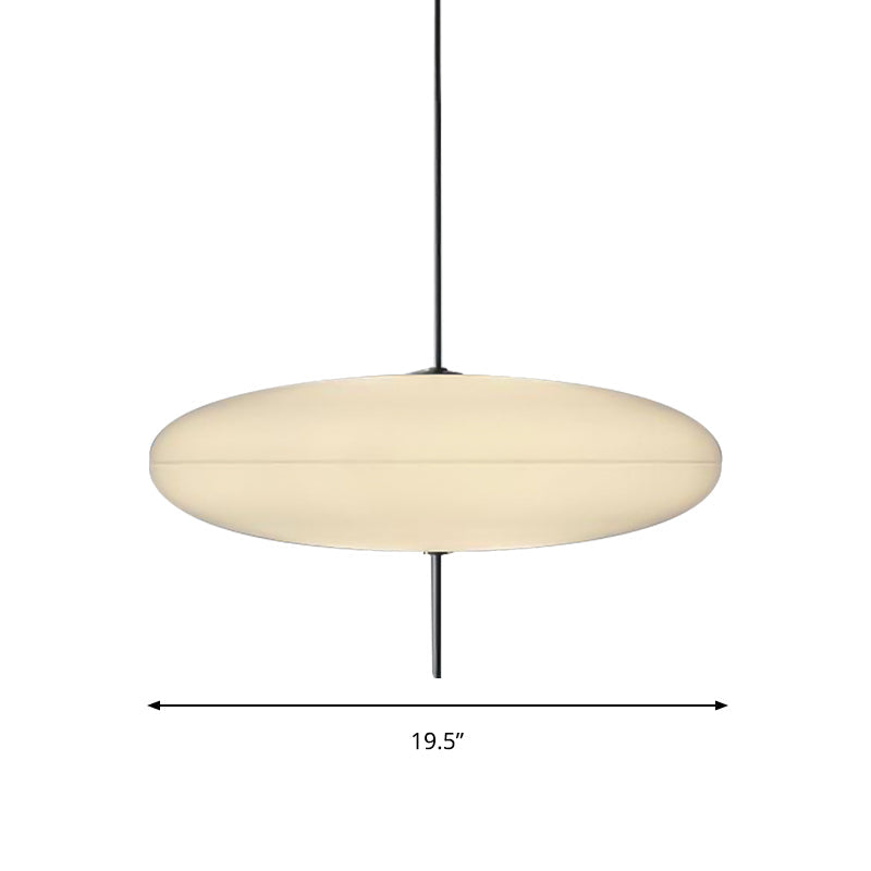 Circular Modernism Pendant Light with White Glass - 1-Bulb Dining Room Ceiling Fixture