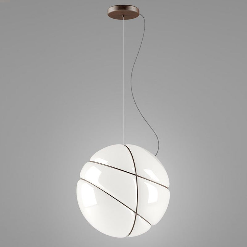 White Glass Pendant Light - Modernist Design For Dining Room 1 Bulb Global Ceiling Lighting