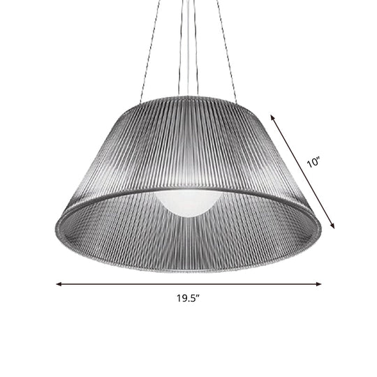 Contemporary Restaurant Pendant Lamp - Cone Clear Glass Shade 13/19.5 Dia