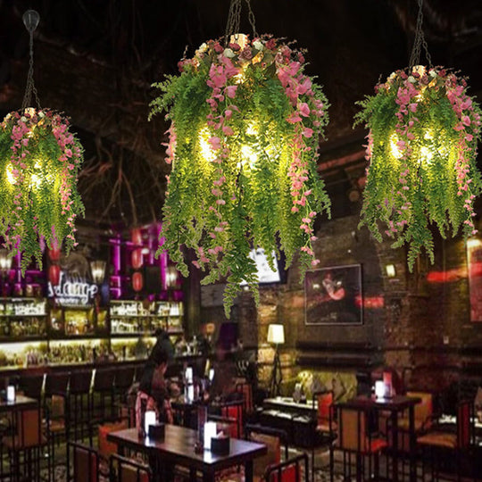 Lustre industriel en métal vert avec 4 têtes suspendues - Luminaire suspendu