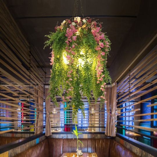 Lustre industriel en métal vert avec 4 têtes suspendues - Luminaire suspendu