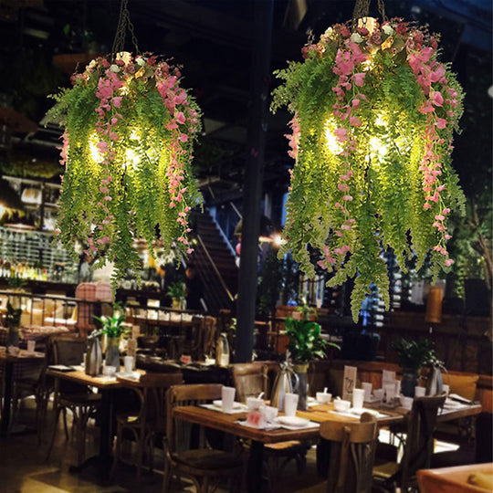 Lustre industriel en métal vert avec 4 têtes suspendues - Luminaire suspendu