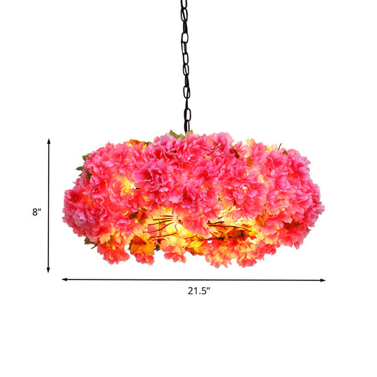 Antique Pink Metal LED Chandelier - 5-Light Blossom Pendant Lamp for Restaurants (21.5"/25.5" W)
