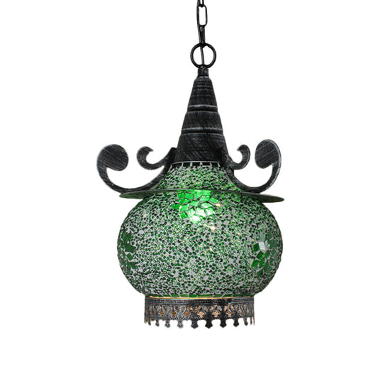 Handcrafted Bohemia Stained Glass Pendant Ceiling Light - Beige/Yellow/Green