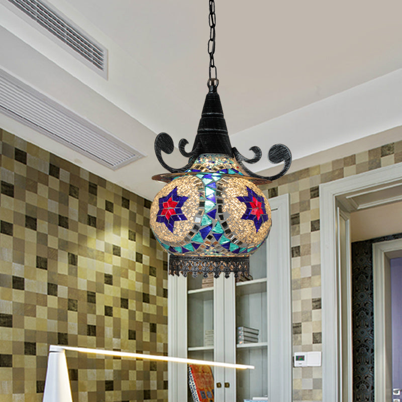 Handcrafted Bohemia Stained Glass Pendant Ceiling Light - Beige/Yellow/Green