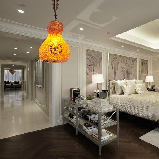 Turkish Cut Glass Gourd Pendant Light Fixture 1 Ceiling Hanging Lamp For Restaurants In