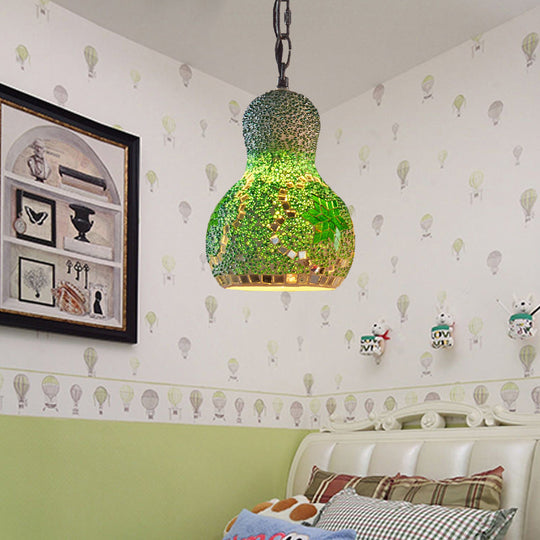 Turkish Cut Glass Gourd Pendant Light Fixture 1 Ceiling Hanging Lamp For Restaurants In