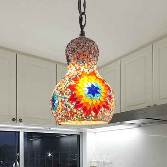 Turkish Cut Glass Gourd Pendant Light Fixture 1 Ceiling Hanging Lamp For Restaurants In