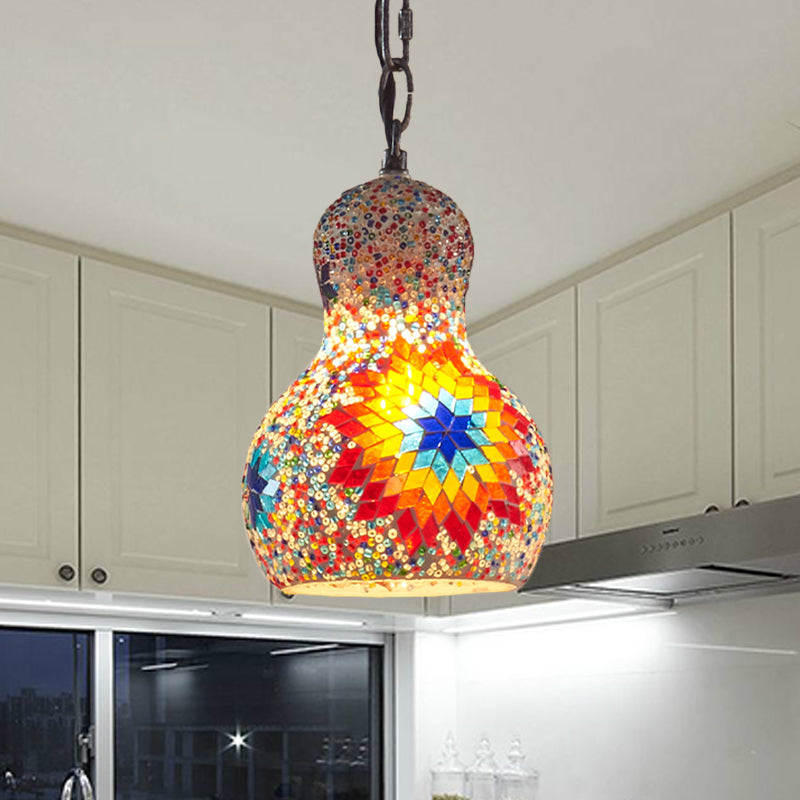 Turkish Cut Glass Gourd Pendant Light Fixture 1 Ceiling Hanging Lamp For Restaurants In
