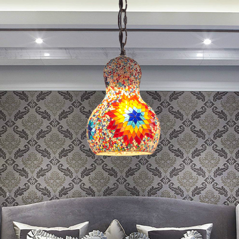Turkish Cut Glass Gourd Pendant Light Fixture 1 Ceiling Hanging Lamp For Restaurants In
