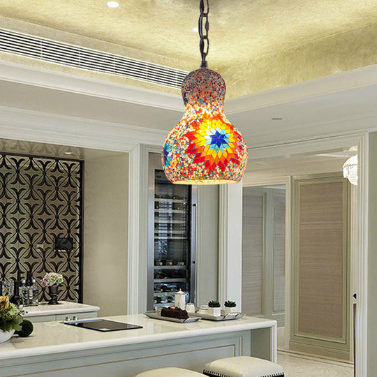 Turkish Cut Glass Gourd Pendant Light Fixture 1 Ceiling Hanging Lamp For Restaurants In