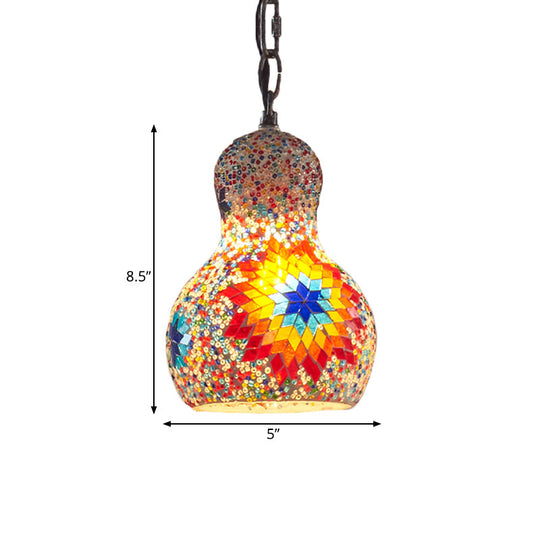 Turkish Cut Glass Gourd Pendant Light Fixture 1 Ceiling Hanging Lamp For Restaurants In