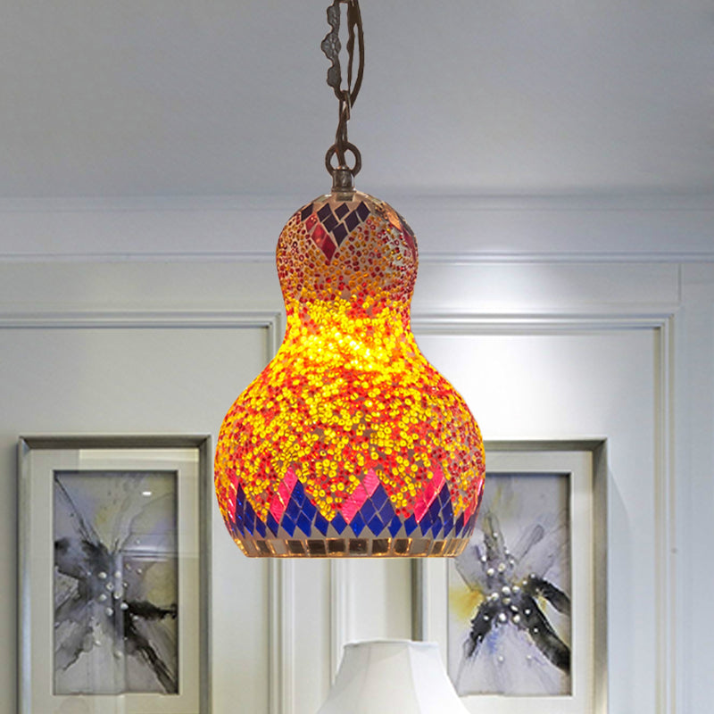Turkish Cut Glass Gourd Pendant Light Fixture 1 Ceiling Hanging Lamp For Restaurants In
