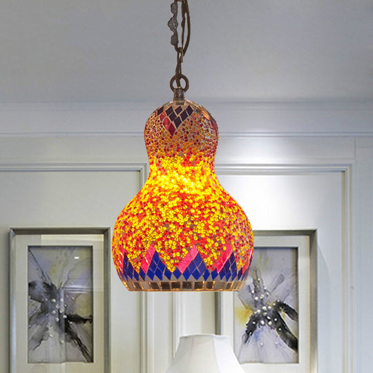 Turkish Cut Glass Gourd Pendant Light Fixture 1 Ceiling Hanging Lamp For Restaurants In