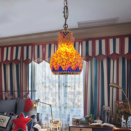 Turkish Cut Glass Gourd Pendant Light Fixture 1 Ceiling Hanging Lamp For Restaurants In