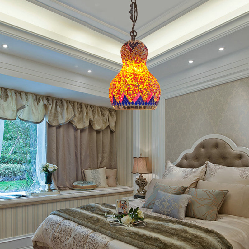 Turkish Cut Glass Gourd Pendant Light Fixture 1 Ceiling Hanging Lamp For Restaurants In