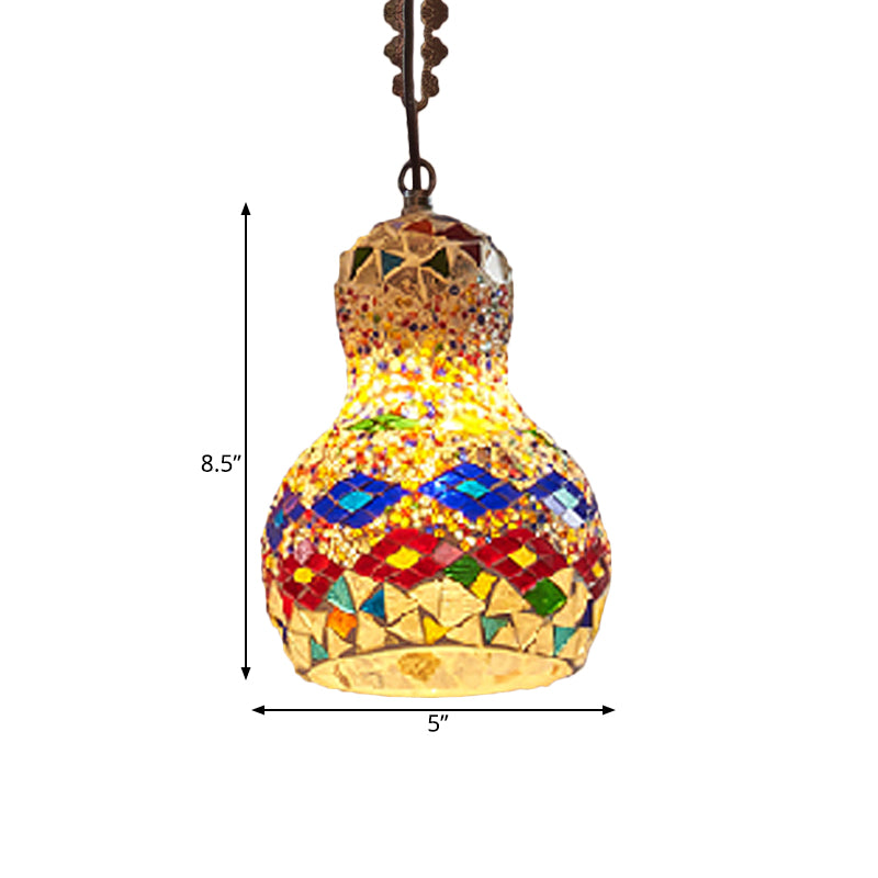 Turkish Cut Glass Gourd Pendant Light Fixture 1 Ceiling Hanging Lamp For Restaurants In