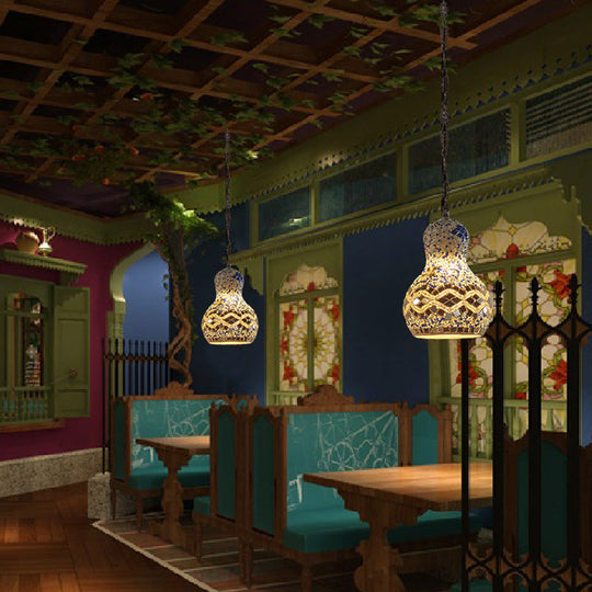 Turkish Cut Glass Gourd Pendant Light Fixture 1 Ceiling Hanging Lamp For Restaurants In