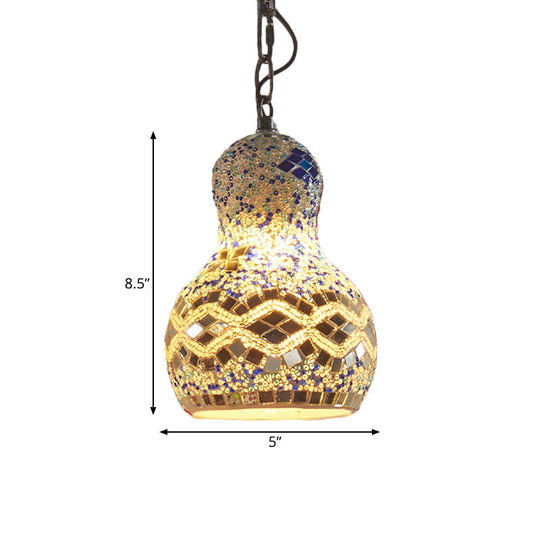 Turkish Cut Glass Gourd Pendant Light Fixture 1 Ceiling Hanging Lamp For Restaurants In