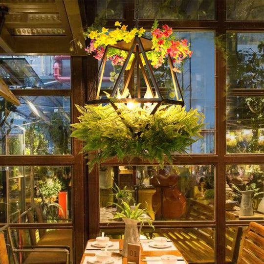 Lustre de plafond industriel vintage à 5 têtes avec lampe à suspension à LED - Noir