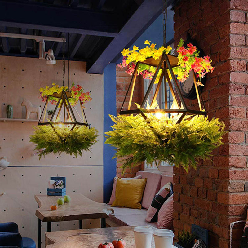 Lustre de plafond industriel vintage à 5 têtes avec lampe à suspension à LED - Noir