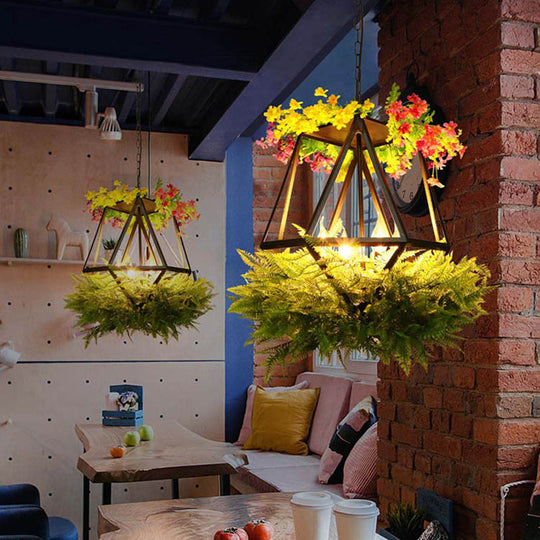 Lustre de plafond industriel vintage à 5 têtes avec lampe à suspension à LED - Noir