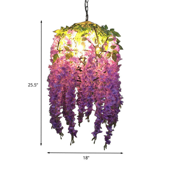 Rylee - Lustre suspendu Purple Blossom : suspension industrielle en métal à 4 ampoules