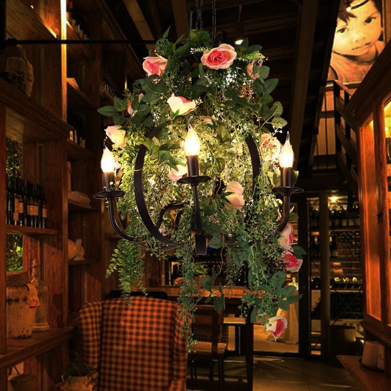 Rachelle - Lampe suspendue industrielle verte à 5 ampoules en métal à LED pour restaurant