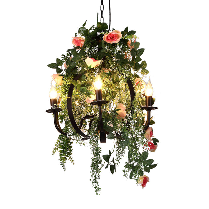 Rachelle - Lampe suspendue industrielle verte à 5 ampoules en métal à LED pour restaurant