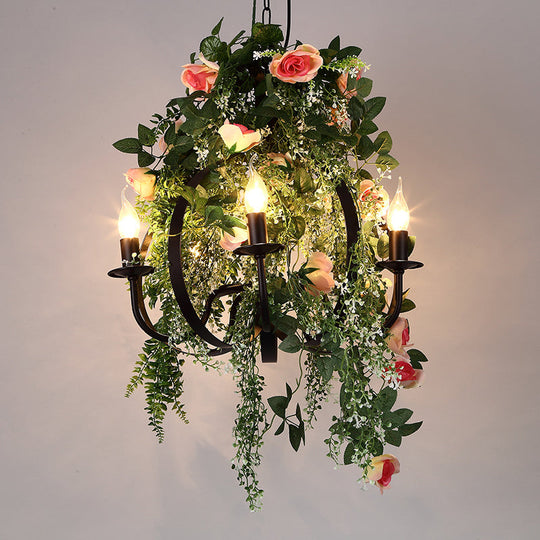 Rachelle - Lampe suspendue industrielle verte à 5 ampoules en métal à LED pour restaurant