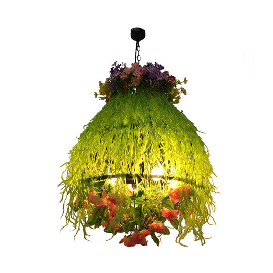 Federica - Lustre de restaurant à plantes vertes, luminaire industriel en métal, lampe LED verte à 4 ampoules