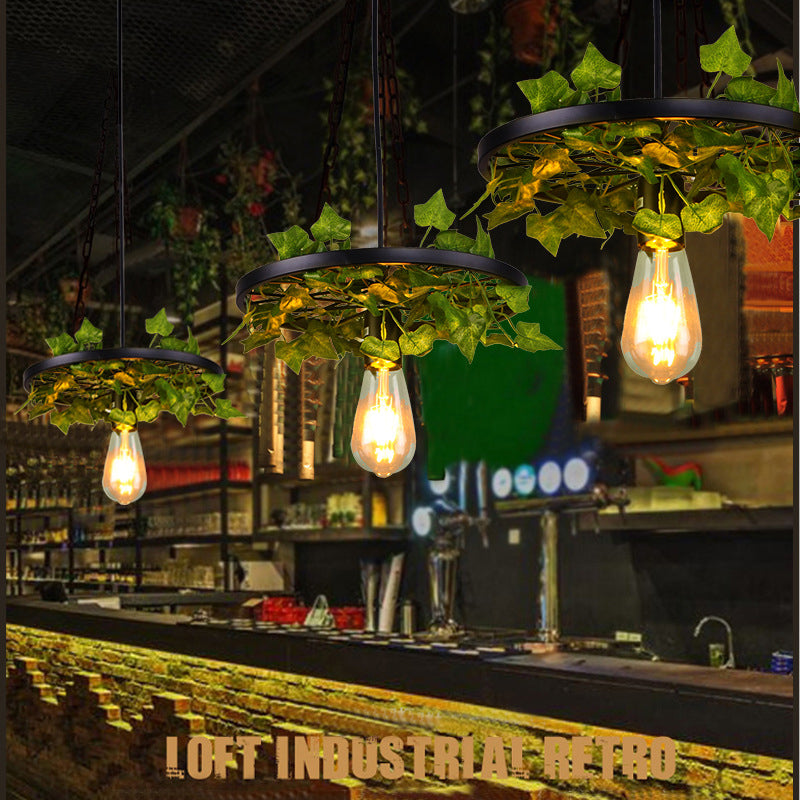 Industrial Metal Plant LED Pendant Lamp - Green, 1 Head Ceiling Light for Restaurants