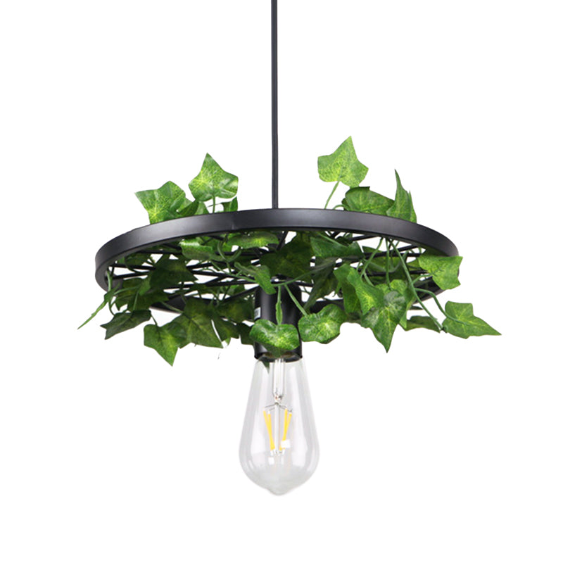 Industrial Metal Plant LED Pendant Lamp - Green, 1 Head Ceiling Light for Restaurants