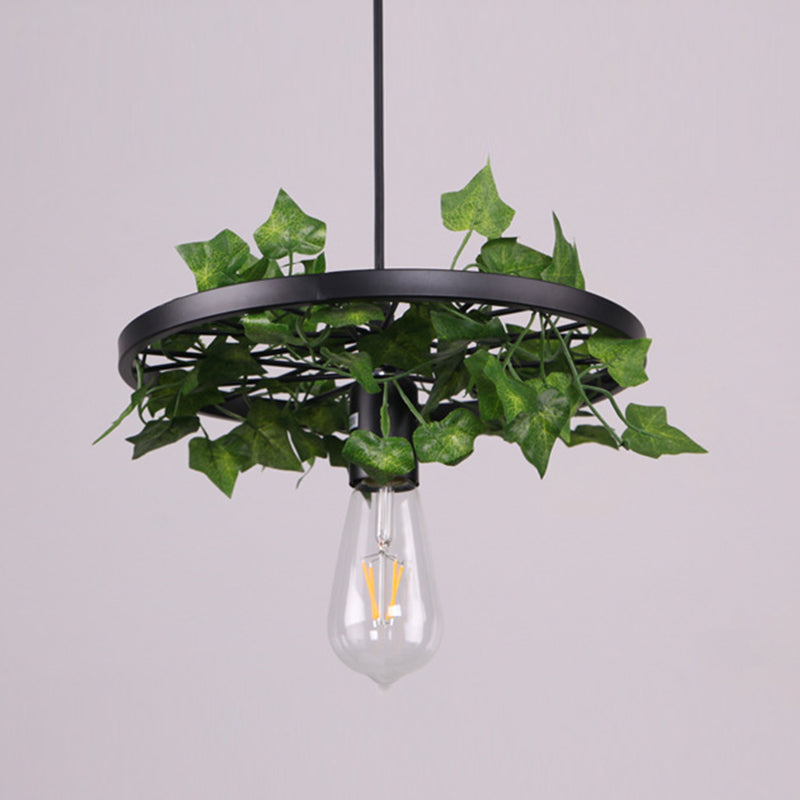 Industrial Metal Plant LED Pendant Lamp - Green, 1 Head Ceiling Light for Restaurants