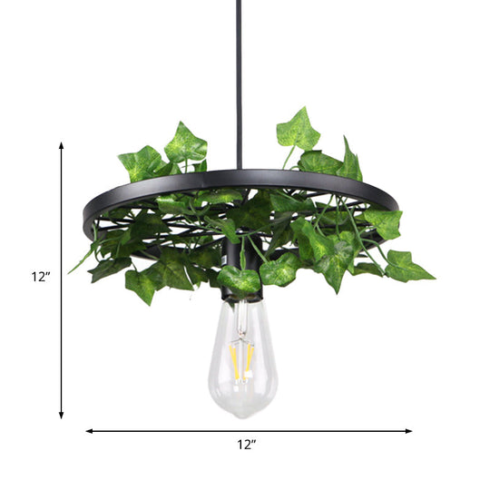 Industrial Metal Plant LED Pendant Lamp - Green, 1 Head Ceiling Light for Restaurants