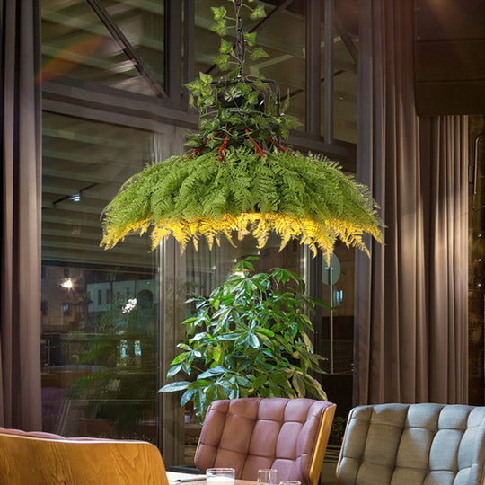 Green Antique Metal Pendant Lamp With Led Down Lighting Ideal For Restaurants - Available In 3 Sizes