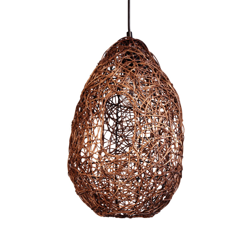 Japanese Rattan Pendant Ceiling Lamp In Brown - Handcrafted And Perfect For 1 Bulb