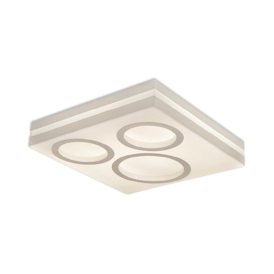 Modern Square LED Ceiling Light with Circular Pattern, Acrylic White Finish - Ideal for Living Room and Bedroom