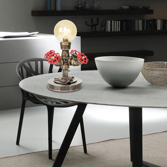 Vintage Single Light Reading Lamp With Antique Silver/Bronze Finish Clear/Amber Glass Globe Shade